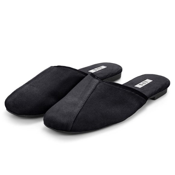LVS Black Velvet Slippers - Picture 1 of 7